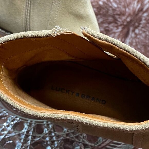 Lucky Brand Suede Ankle Boots | Tan Chunky Sole | Size 6.5 | MSRP $139 - Picture 8 of 10